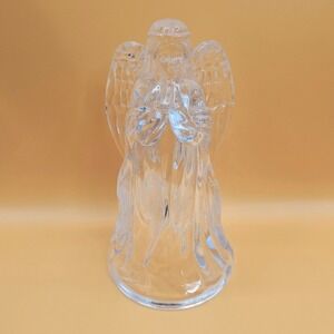 Vintage 1996 RGA Clear Glass Praying Angel Figurine 7.5 Inch Religious Decor